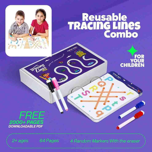 Reusable Tracing Book With 68 Pages + FREE Learning 2000+ pages PDF worksheet for kids📚